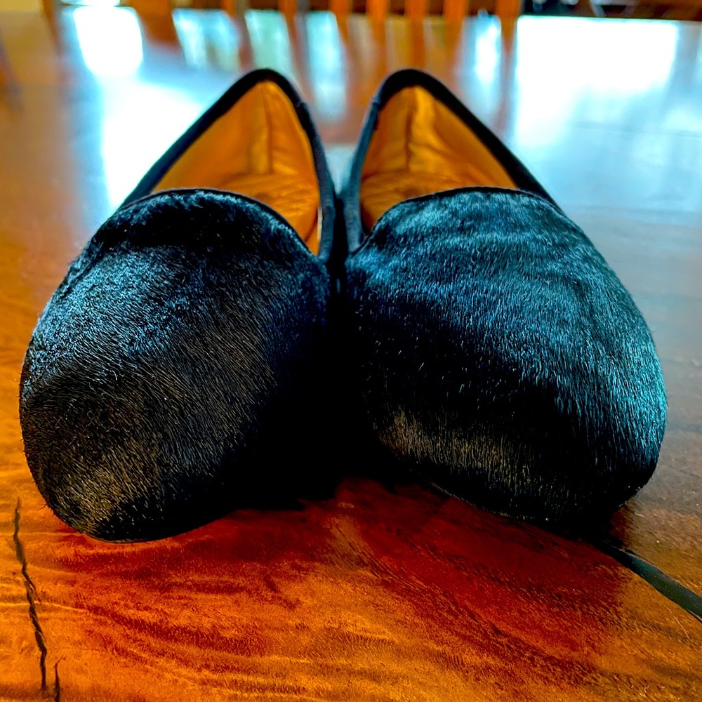 Birdies Blackbird Black calf hair flat size 6